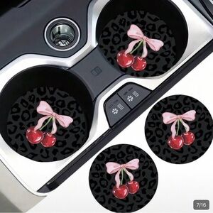 Cherry and Bow Car Coasters